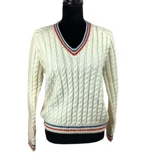 HANDMADE KNIT CABLE PREPPY VARSITY SWEATER